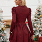 Fashionable Women's Dress With Long Sleeves, Slim Fit, Small Round Neck, Elegant Red and Black