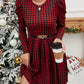 Fashionable Women's Dress With Long Sleeves, Slim Fit, Small Round Neck, Elegant Red and Black