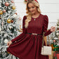 Fashionable Women's Dress With Long Sleeves, Slim Fit, Small Round Neck, Elegant Red and Black