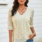 Lace V-Neck Flounce Sleeve Top