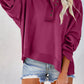 Quarter-Button Exposed Seam Dropped Shoulder Hoodie