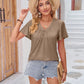 Ruched V-Neck Short Sleeve Tee