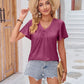 Ruched V-Neck Short Sleeve Tee