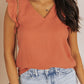 Ruffle Shoulder V-Neck Top