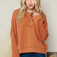 Quarter-Button Exposed Seam Dropped Shoulder Hoodie