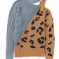 Leopard  Block Turtleneck Sweater