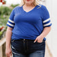 Plus Size Striped V-Neck Tee Shirt