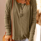 Half Button Waffle Knit Long Sleeve Top