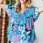 Floral V-Neck Short Sleeve Blouse