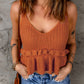 Frill Trim V-Neck Knit Peplum Tank