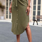 Tie Belt Frill Trim Buttoned Skirt