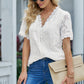 Applique Lace Trim V-Neck Blouse