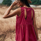 Cutout Round Neck Buttoned Tank Top