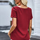 Buttoned V-Neck Short Sleeve Top