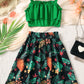 Layered Cami and Floral Skirt Set