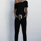 Asymmetrical Neck Tied Jumpsuit with Pockets