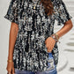 Printed Round Neck Tiered Top