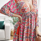 Printed Plunge Tie-Back Babydoll Dress