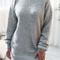 Rib-Knit Balloon Sleeve Boat Neck Sweater Dress