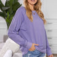 Round Neck Raglan Sleeve Exposed Seam Sweatshirt