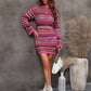 Multicolored Stripe Dropped Shoulder Sweater Dress