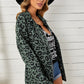 Leopard Drawstring Waist Jacket with Pockets