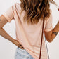 Round Neck Cuffed Short Sleeve Tee