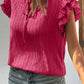 Textured Tie Neck Butterfly Sleeve Blouse