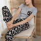 Round Neck T-Shirt and Floral Pants Lounge Set