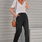 Drawstring Elastic Waist Pants with Pockets