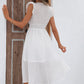 Decorative Button V-Neck Butterfly Sleeve Dress