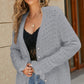 Openwork Flounce Sleeve Button-Up Fuzzy Cardigan