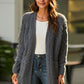 Mixed Knit Open Front Longline Cardigan