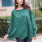 Openwork Boat Neck Sweater with Scalloped Hem