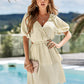 Cutout Balloon Sleeve Layered Dress