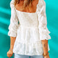 Applique Flounce Sleeve Smocked Peplum Top