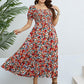 Plus Size Floral Smocked Square Neck Dress