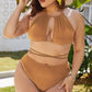 Plus Size Cutout Tied Backless Bikini Set