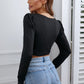 Lace Up Long Sleeve Crop Top