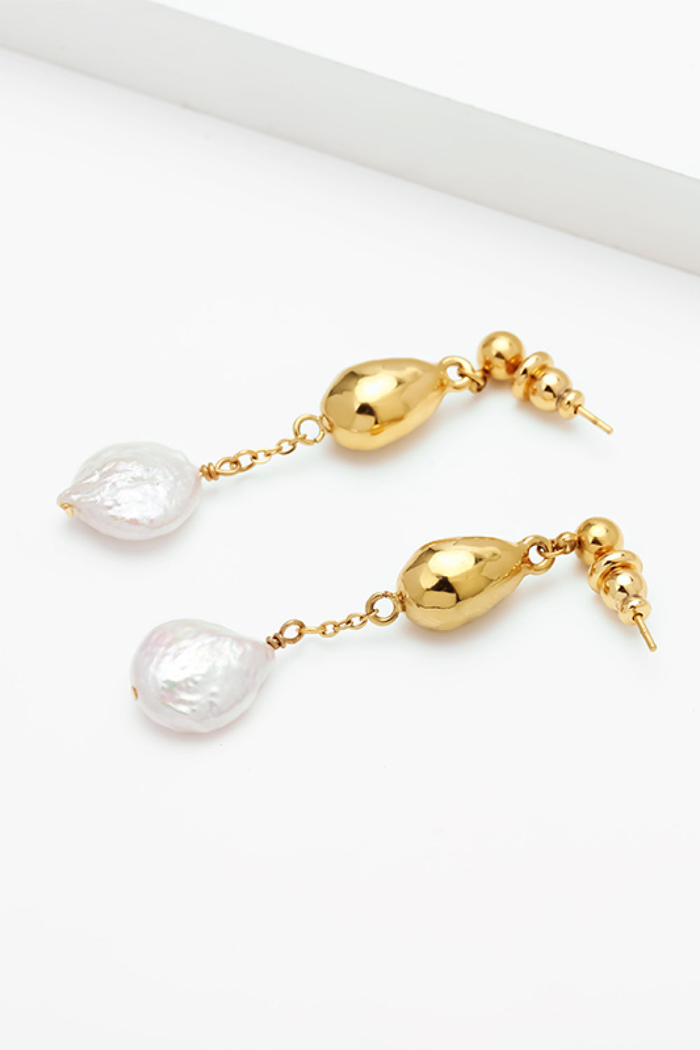 18K Gold-Plated Two-Tone Pearl Drop Earrings