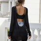 Drawstring Detail Open Back Scoop Neck Knit Top