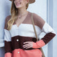 Color Block V-Neck Button Down Cardigan