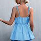 Frill Trim Sleeveless Plunge Top