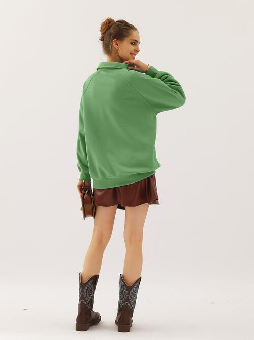 Ninexis Full Size Quarter-Button Collared Sweatshirt