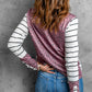 Striped Leopard Round Neck Long Sleeve Tee