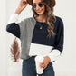 Three-Tone Color Block Dropped Shoulder Long Sleeve Tee