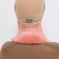 12" 165g Lace Front Wigs Human Hair in Rose Pink 150% Density