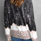 MAMA Leopard Color Block Round Neck Sweatshirt