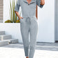 Buttoned Half Sleeve Round Neck Jumpsuit