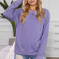 Round Neck Raglan Sleeve Exposed Seam Sweatshirt